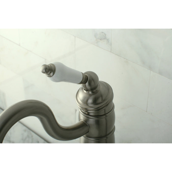 Kingston Heirloom KB1428PL - Heritage Single-Handle 1-Hole Deck Mount Vessel Faucet, Brushed Nickel