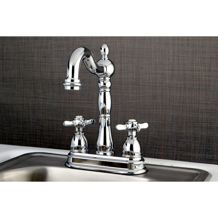 Kingston Heirloom KB1491BEX - Essex Two-Handle 2-Hole Deck Mount Bar Faucet, Polished Chrome