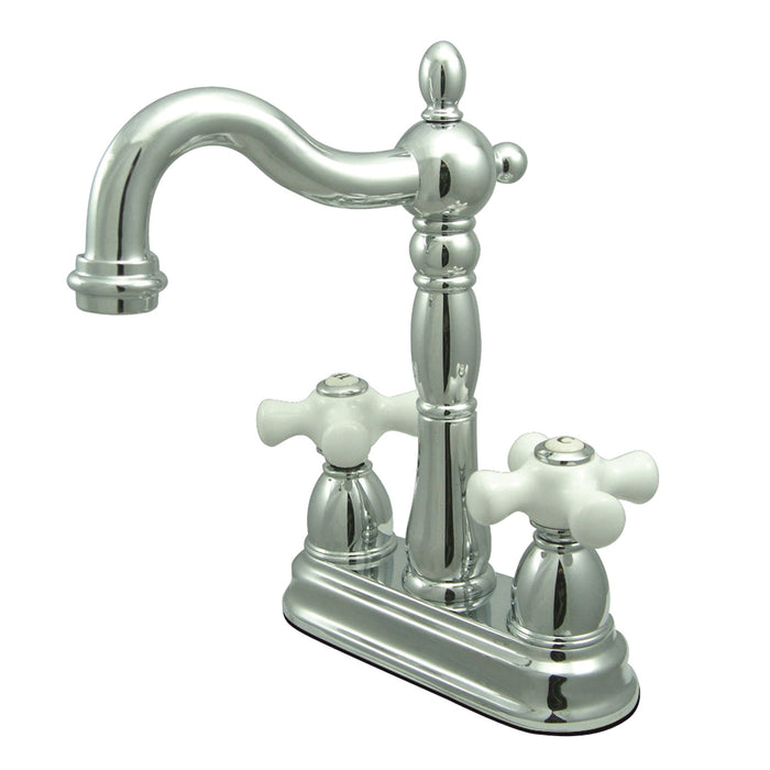 Kingston Heirloom KB1491PX - Heritage Two-Handle 2-Hole Deck Mount Bar Faucet, Polished Chrome