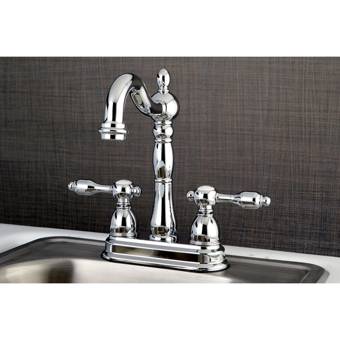 Kingston Heirloom KB1491TAL - Tudor Two-Handle 2-Hole Deck Mount Bar Faucet, Polished Chrome