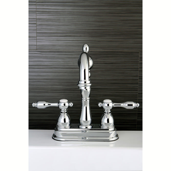 Kingston Heirloom KB1491TAL - Tudor Two-Handle 2-Hole Deck Mount Bar Faucet, Polished Chrome