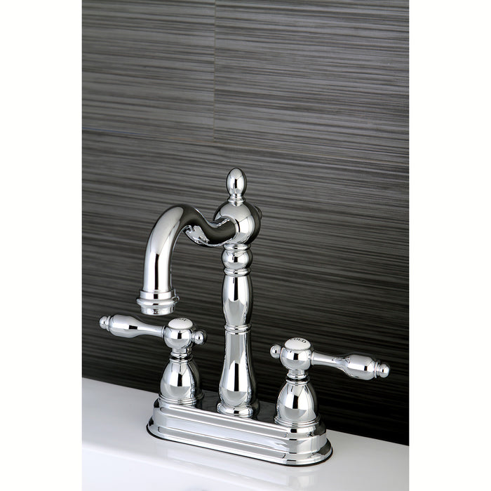 Kingston Heirloom KB1491TAL - Tudor Two-Handle 2-Hole Deck Mount Bar Faucet, Polished Chrome