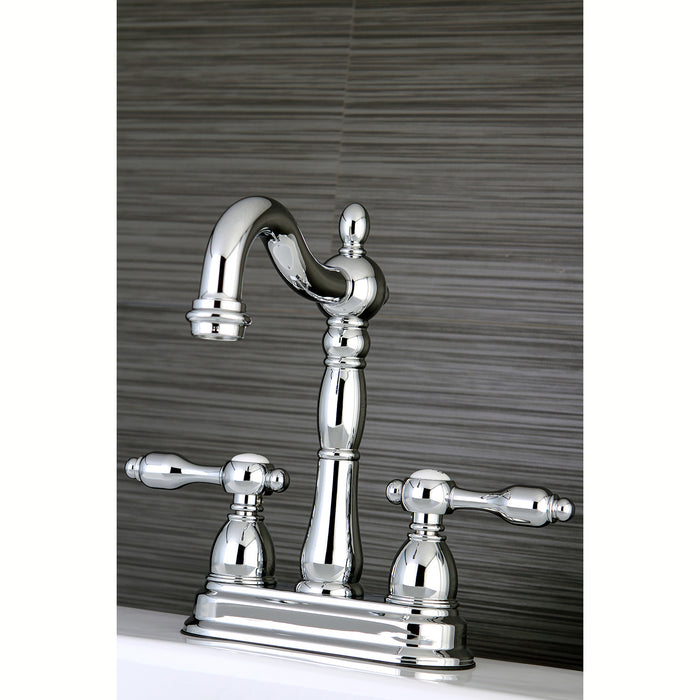 Kingston Heirloom KB1491TAL - Tudor Two-Handle 2-Hole Deck Mount Bar Faucet, Polished Chrome