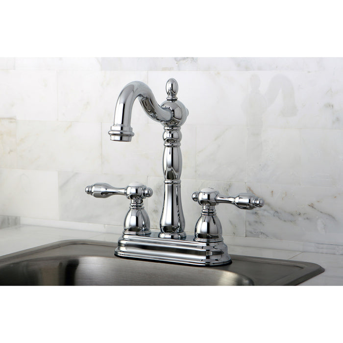 Kingston Heirloom KB1491TAL - Tudor Two-Handle 2-Hole Deck Mount Bar Faucet, Polished Chrome