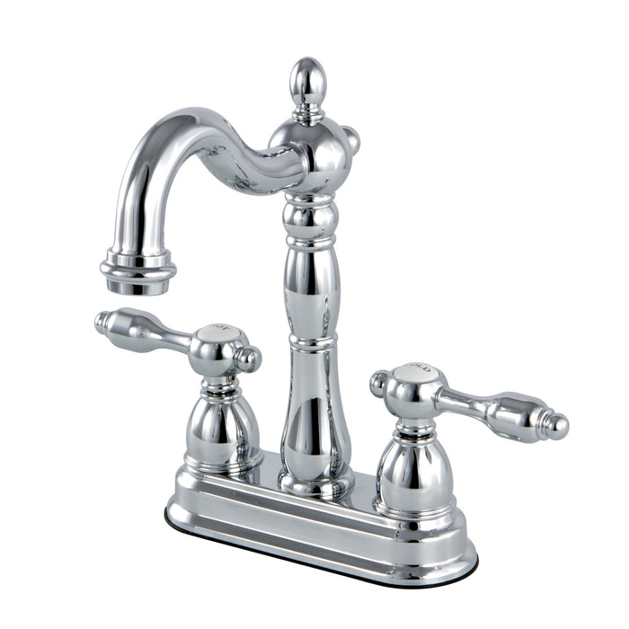 Kingston Heirloom KB1491TAL - Tudor Two-Handle 2-Hole Deck Mount Bar Faucet, Polished Chrome