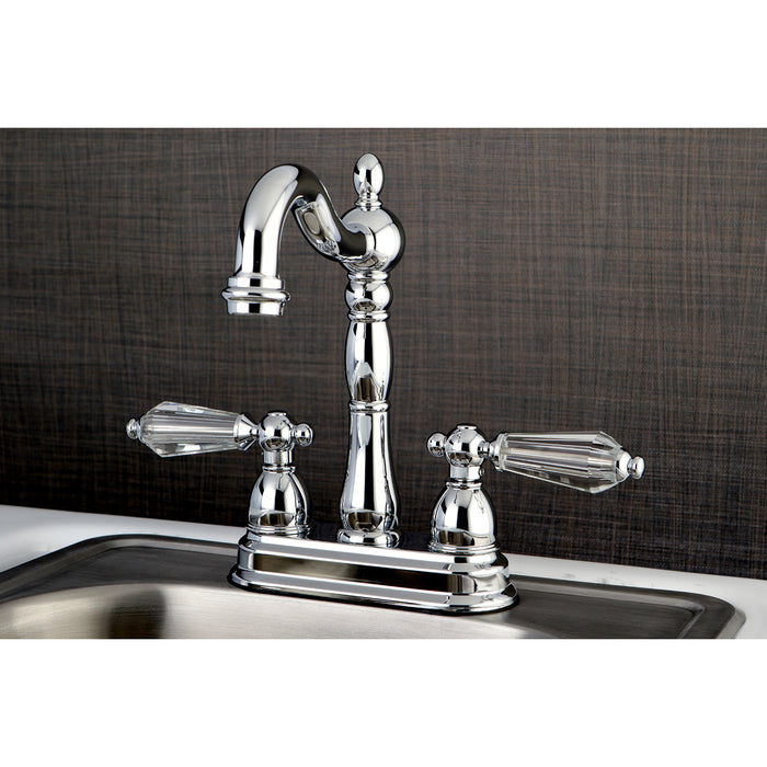 Kingston Heirloom KB1491WLL - Wilshire Two-Handle 2-Hole Deck Mount Bar Faucet, Polished Chrome