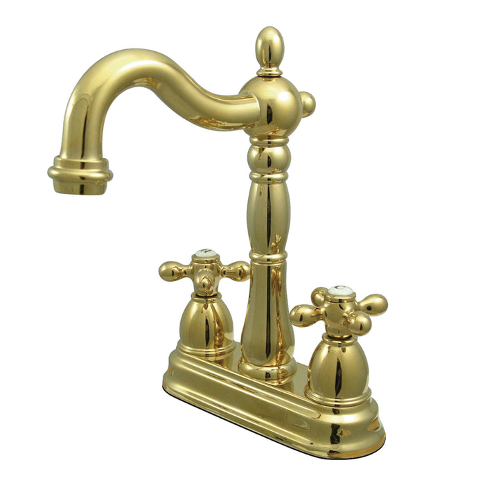 Kingston Heirloom KB1492AX - Heritage Two-Handle 2-Hole Deck Mount Bar Faucet, Polished Brass