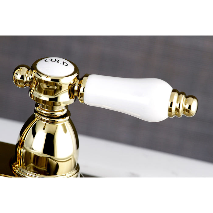 Kingston Heirloom KB1492BPL - Bel-Air Two-Handle 2-Hole Deck Mount Bar Faucet, Polished Brass