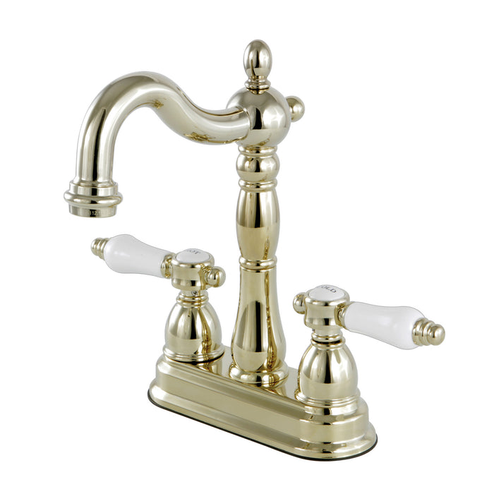Kingston Heirloom KB1492BPL - Bel-Air Two-Handle 2-Hole Deck Mount Bar Faucet, Polished Brass