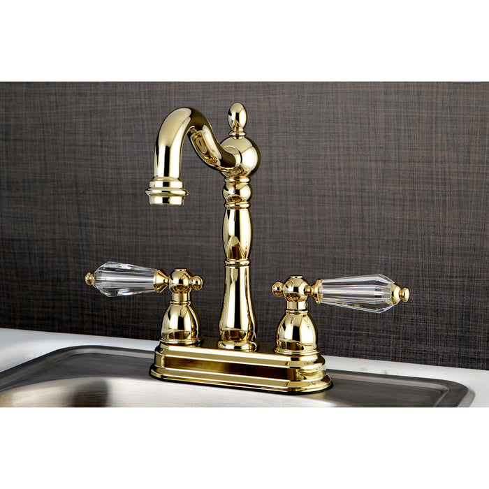 Kingston Heirloom KB1492WLL - Wilshire Two-Handle 2-Hole Deck Mount Bar Faucet, Polished Brass