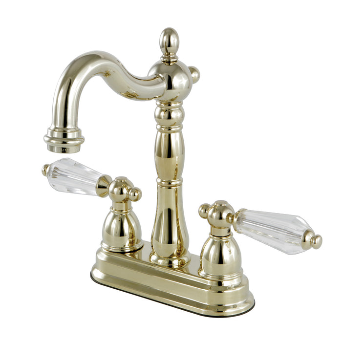 Kingston Heirloom KB1492WLL - Wilshire Two-Handle 2-Hole Deck Mount Bar Faucet, Polished Brass