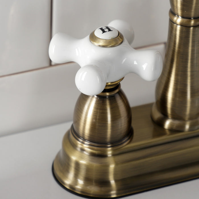 Kingston Heirloom KB1493PX - Heritage Two-Handle 2-Hole Deck Mount Bar Faucet, Antique Brass