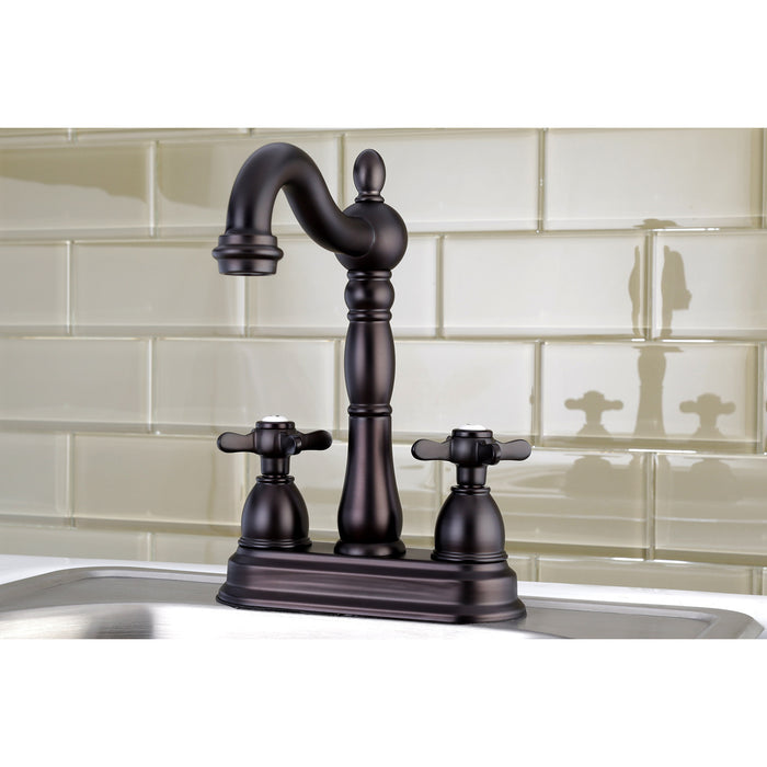 Kingston Heirloom KB1495BEX - Essex Two-Handle 2-Hole Deck Mount Bar Faucet, Oil Rubbed Bronze