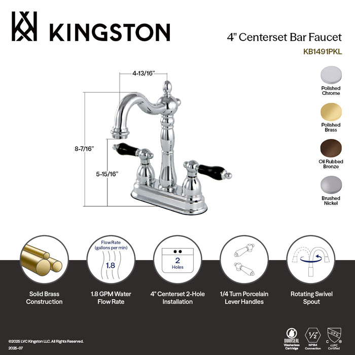 Kingston Heirloom KB1495PKL - Duchess Two-Handle 2-Hole Deck Mount Bar Faucet, Oil Rubbed Bronze