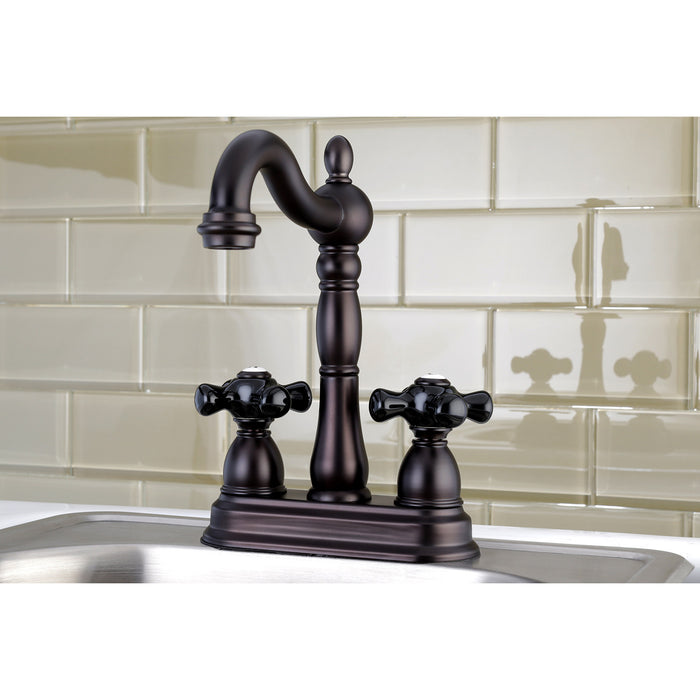Kingston Heirloom KB1495PKX - Duchess Two-Handle 2-Hole Deck Mount Bar Faucet, Oil Rubbed Bronze