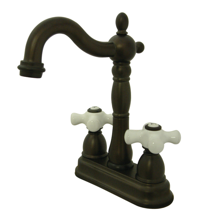 Kingston Heirloom KB1495PX - Heritage Two-Handle 2-Hole Deck Mount Bar Faucet, Oil Rubbed Bronze
