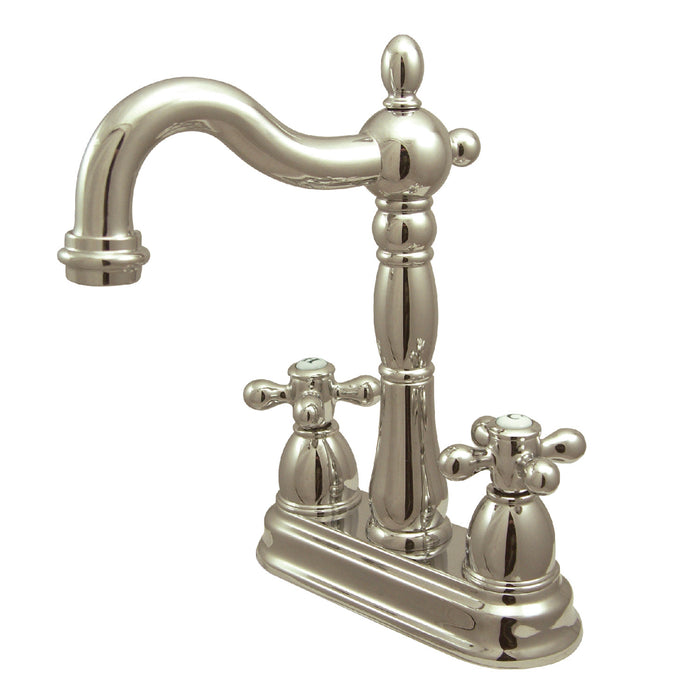 Kingston Heirloom KB1496AX - Heritage Two-Handle 2-Hole Deck Mount Bar Faucet, Polished Nickel