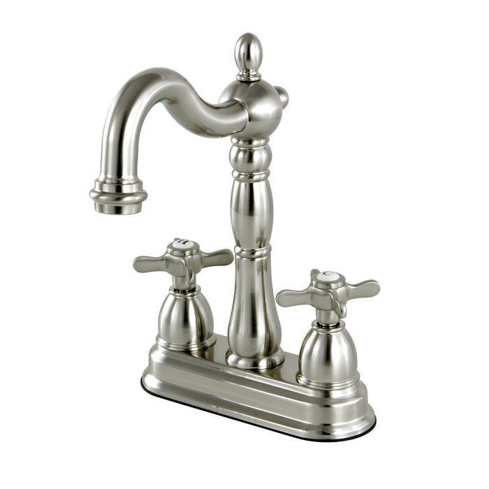 Kingston Heirloom KB1498BEX - Essex Two-Handle 2-Hole Deck Mount Bar Faucet, Brushed Nickel