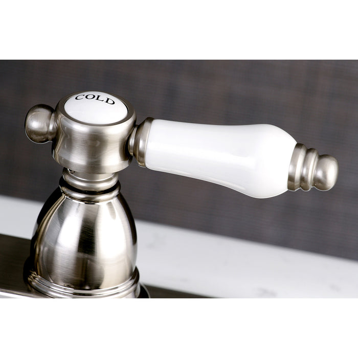 Kingston Heirloom KB1498BPL - Bel-Air Two-Handle 2-Hole Deck Mount Bar Faucet, Brushed Nickel