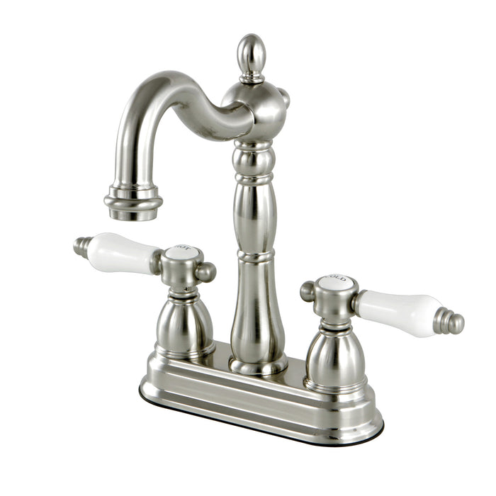 Kingston Heirloom KB1498BPL - Bel-Air Two-Handle 2-Hole Deck Mount Bar Faucet, Brushed Nickel
