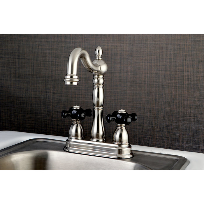 Kingston Heirloom KB1498PKX - Duchess Two-Handle 2-Hole Deck Mount Bar Faucet, Brushed Nickel
