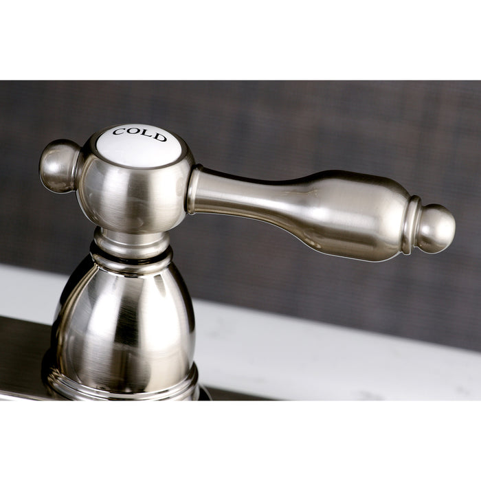 Kingston Heirloom KB1498TAL - Tudor Two-Handle 2-Hole Deck Mount Bar Faucet, Brushed Nickel