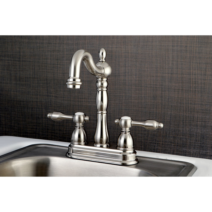 Kingston Heirloom KB1498TAL - Tudor Two-Handle 2-Hole Deck Mount Bar Faucet, Brushed Nickel