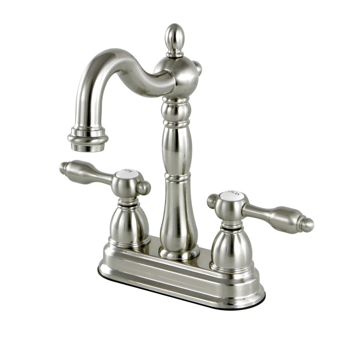 Kingston Heirloom KB1498TAL - Tudor Two-Handle 2-Hole Deck Mount Bar Faucet, Brushed Nickel