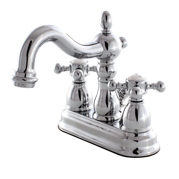 Kingston Heirloom KB1601BX - Heritage Double-Handle 3-Hole Deck Mount 4-Inch Centerset Bathroom Faucet with Pop-Up Drain, Polished Chrome