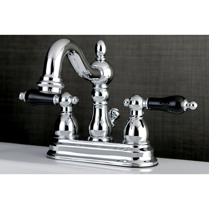 Kingston Heirloom KB1601PKL - Duchess Double-Handle 3-Hole Deck Mount 4-Inch Centerset Bathroom Faucet with Pop-Up Drain, Polished Chrome