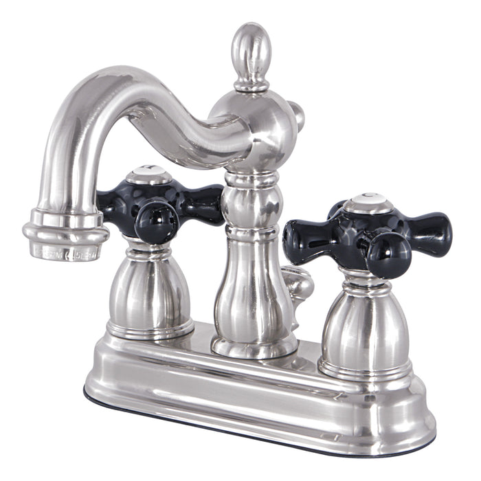 Kingston Heirloom KB1601PKX - Duchess Double-Handle 3-Hole Deck Mount 4-Inch Centerset Bathroom Faucet with Pop-Up Drain, Polished Chrome