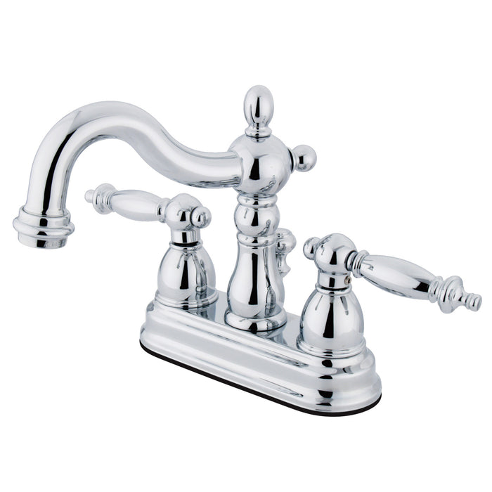 Kingston Heirloom KB1601TL - Heritage Double-Handle 3-Hole Deck Mount 4-Inch Centerset Bathroom Faucet with Pop-Up Drain, Polished Chrome