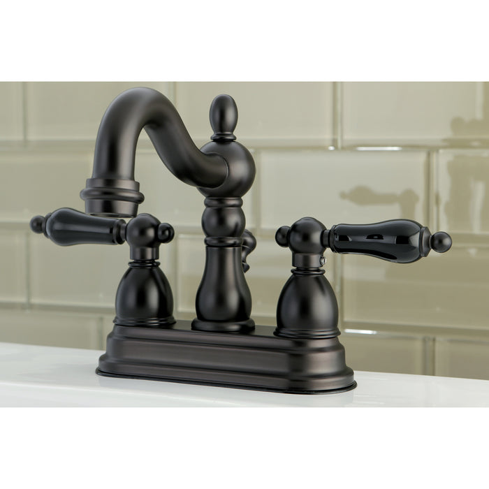 Kingston Heirloom KB1605PKL - Duchess Double-Handle 3-Hole Deck Mount 4-Inch Centerset Bathroom Faucet with Pop-Up Drain, Oil Rubbed Bronze