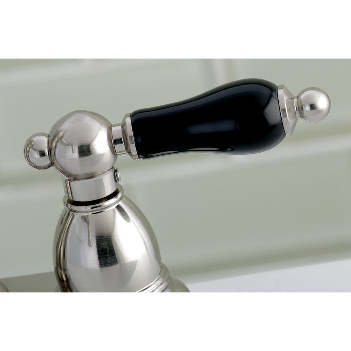 Kingston Heirloom KB1608PKL - Duchess Double-Handle 3-Hole Deck Mount 4-Inch Centerset Bathroom Faucet with Pop-Up Drain, Brushed Nickel