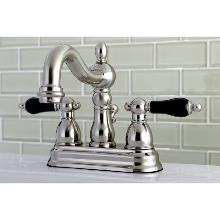 Kingston Heirloom KB1608PKL - Duchess Double-Handle 3-Hole Deck Mount 4-Inch Centerset Bathroom Faucet with Pop-Up Drain, Brushed Nickel
