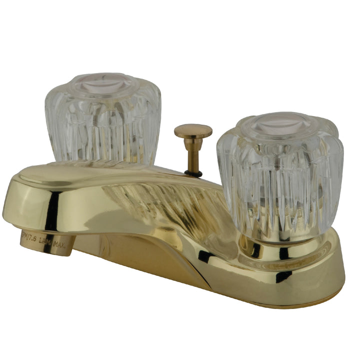 Kingston Tulare KB162B - Americana Double-Handle 3-Hole Deck Mount 4-Inch Centerset Bathroom Faucet with Brass Pop-Up, Polished Brass