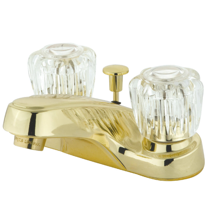 Kingston Tulare KB162 - Americana Double-Handle 3-Hole Deck Mount 4-Inch Centerset Bathroom Faucet with ABS Pop-Up Drain, Polished Brass