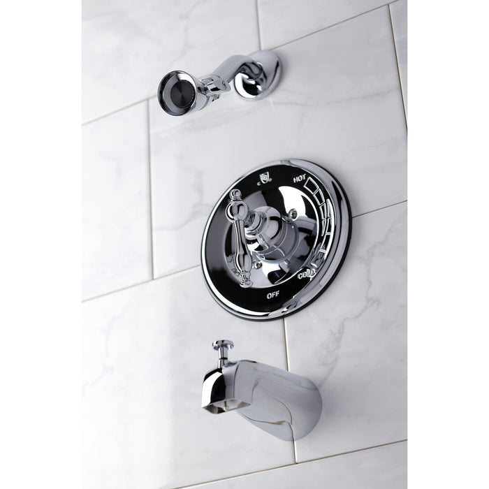 Kingston Heirloom KB1631NLSingle-Handle Pressure Balanced Tub and Shower Faucet, Polished Chrome