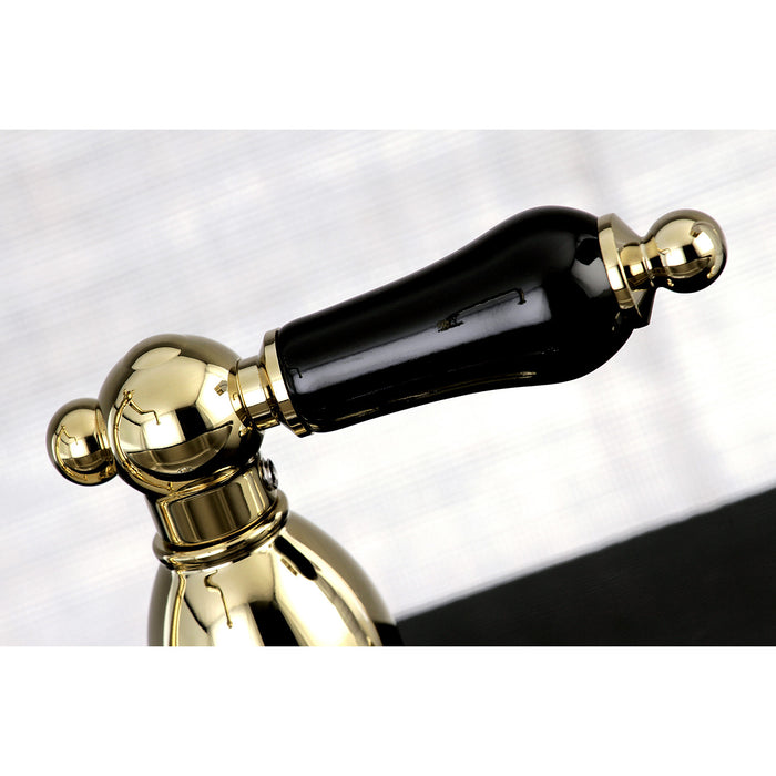 Kingston Heirloom KB1752PKLBS - Duchess Two-Handle 4-Hole 8" Centerset Kitchen Faucet with Brass Sprayer, Polished Brass