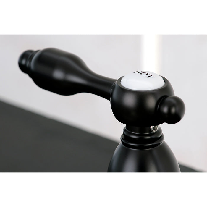 Kingston Heirloom KB1755TALBS - Tudor Two-Handle 4-Hole 8" Centerset Kitchen Faucet with Brass Sprayer, Oil Rubbed Bronze