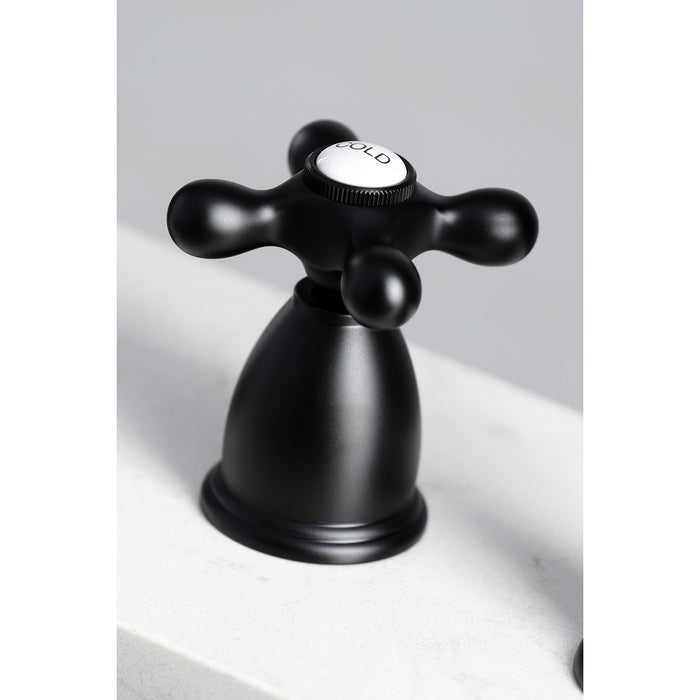 Kingston Heirloom KB1790AXBS - Heritage Double-Handle 4-Hole Widespread Kitchen Faucet with Brass Sprayer, Matte Black