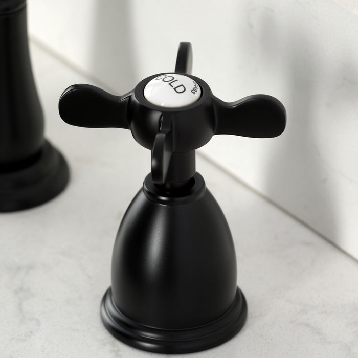 Kingston Heirloom KB1790BEXLS - Essex Double-Handle 3-Hole Widespread Kitchen Faucet, Matte Black