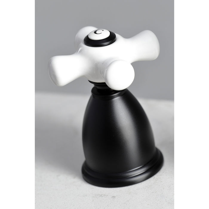 Kingston Heirloom KB1790PXBS - Heritage Double-Handle 4-Hole Widespread Kitchen Faucet with Brass Sprayer, Matte Black