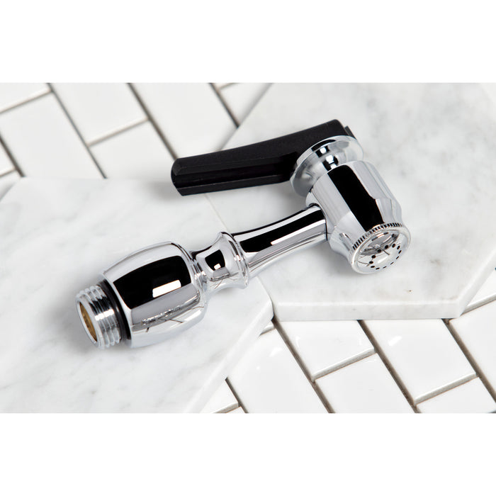 Kingston Heirloom KB1791AXBS - Heritage Double-Handle 4-Hole Widespread Kitchen Faucet with Brass Sprayer, Polished Chrome
