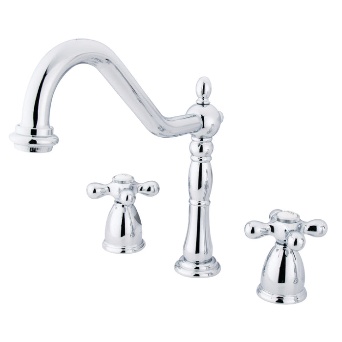 Kingston Heirloom KB1791AXLS - Heritage Double-Handle 3-Hole Widespread Kitchen Faucet, Polished Chrome