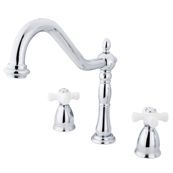 Kingston Heirloom KB1791PXLS - Heritage Double-Handle 3-Hole Widespread Kitchen Faucet, Polished Chrome