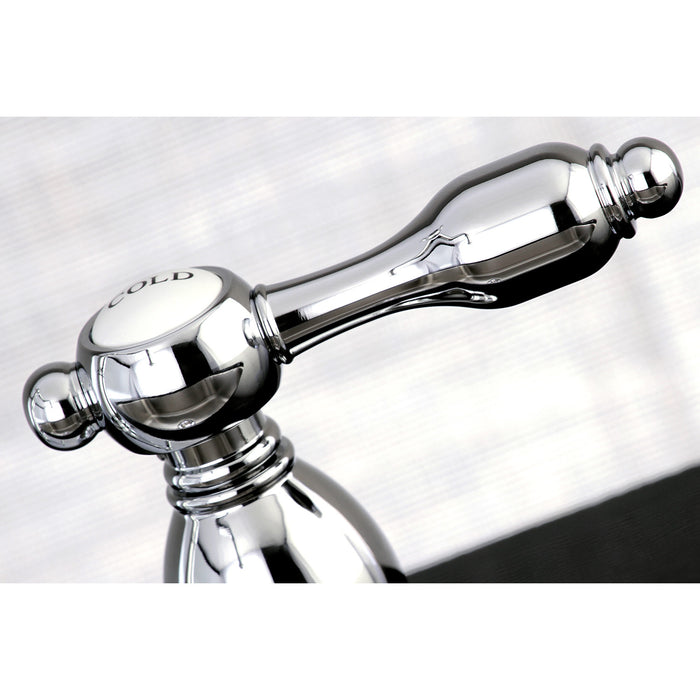 Kingston Heirloom KB1791TALBS - Tudor Double-Handle 4-Hole Widespread Kitchen Faucet with Brass Sprayer, Polished Chrome