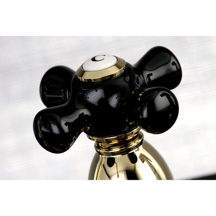 Duchess KB1792PKXBS Double-Handle 4-Hole Widespread Kitchen Faucet with Brass Sprayer, Polished Brass