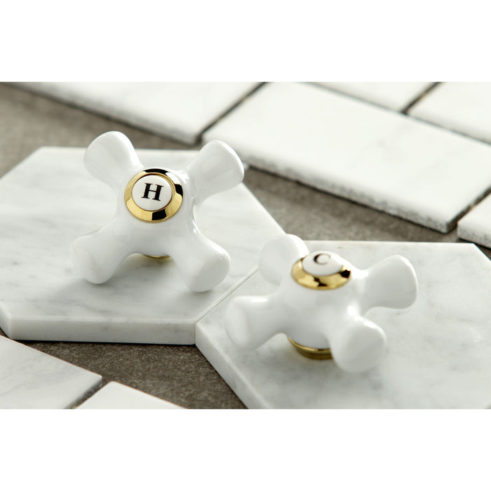 Kingston Heirloom KB1792PXLS - Heritage Double-Handle 3-Hole Widespread Kitchen Faucet, Polished Brass