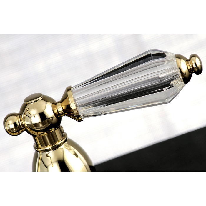 Kingston Heirloom KB1792WLLLS - Wilshire Double-Handle 3-Hole Widespread Kitchen Faucet, Polished Brass